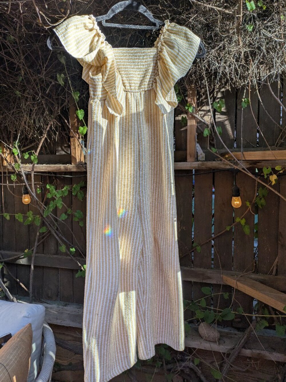 Zara Yellow and White Striped Girls Romper Sz 5-6